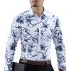 Chemise Homme En Satin Fleur Et Manches Longues - Blanc 5XL