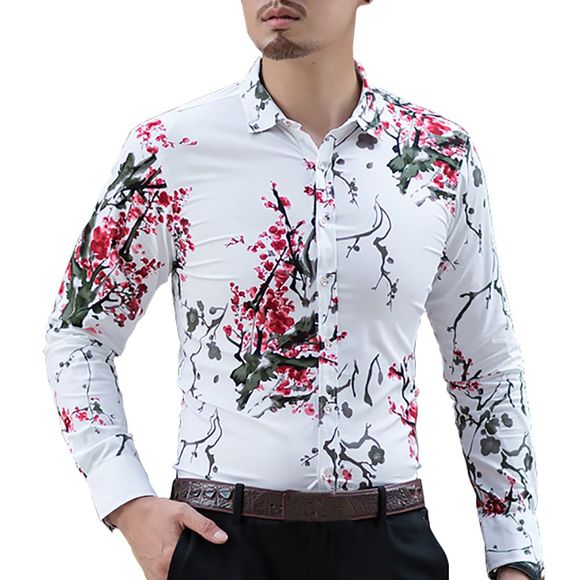 Chemise à manches longues pour hommes - Blanc 7XL