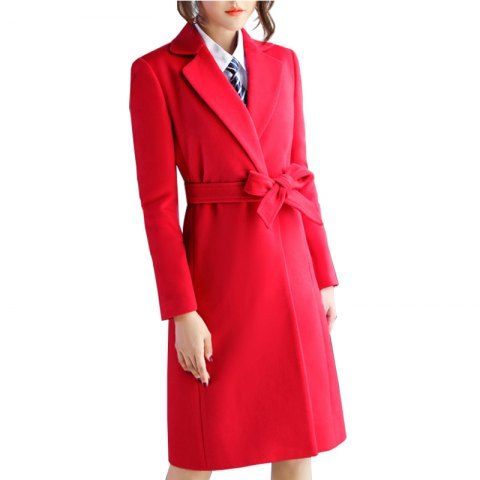 Femme Slim Business Fashion Laine Temperament 2018 Manteau Rouge En fqwSz