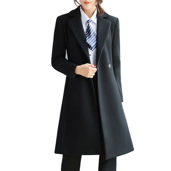 Manteau Femme Business en laine Slim Fashion Temperament - Noir XL