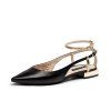 Chaussures femme d'été en cuir verni à talon plat avec sandales à talon pour femme - Noir EU 40