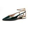 Chaussures femme d'été en cuir verni à talon plat avec sandales à talon pour femme - Vert Pin EU 36
