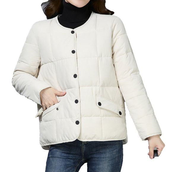2018 vêtements d'hiver en coton à col rond pour dame - Blanc Chaud M