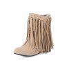 Bottes à tête ronde décontractée à franges élevées - Beige EU 37