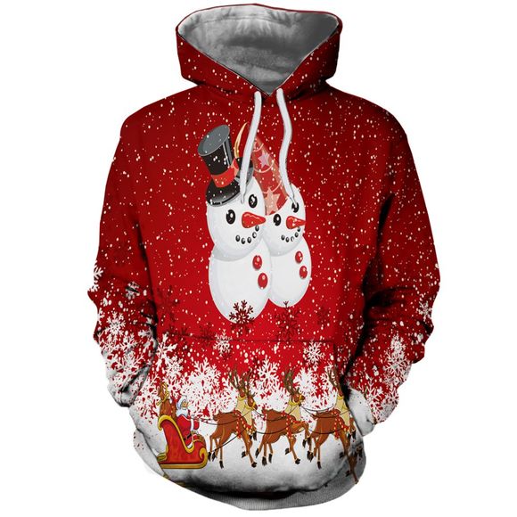 Fashion Lady Digital Print Christmas Snowman Hoodie - multicolor A XL