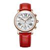 MEGIR montre de mode féminine Rome cadran calendrier montre en cuir ceinture boîte de montre - Rouge 