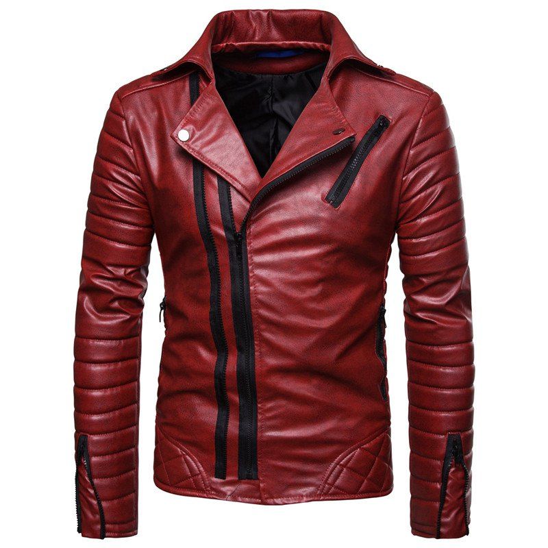 

Men'S Fashion Cotton Anti-Fan Leather Jacket Jacket, Red
