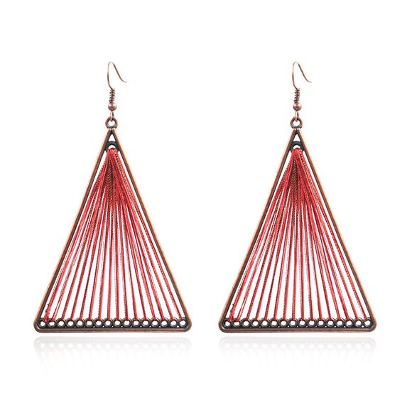 Charme ethnique boucle d'oreille pour les femmes Vintage creux Triangle lignes colorées boucle d'oreille - Rouge Lave 1 PAIR