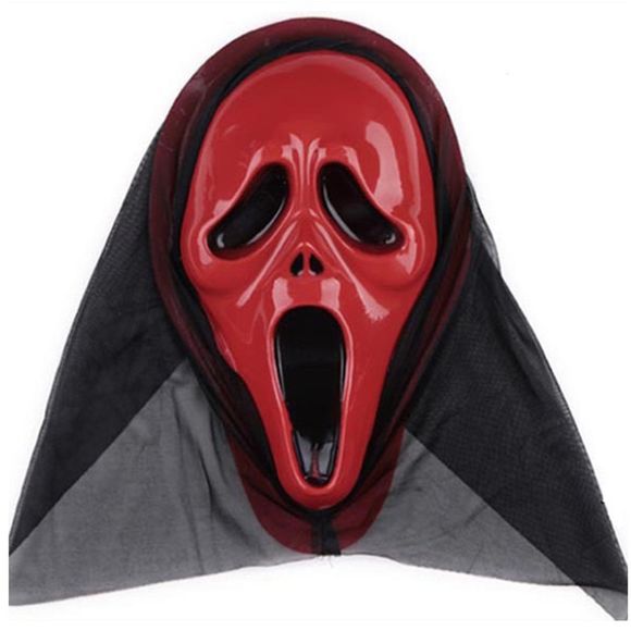 Crâne Masque Fantôme Effrayant Cri Masque De Capot Halloween Mascarade Cosplay - Rouge 