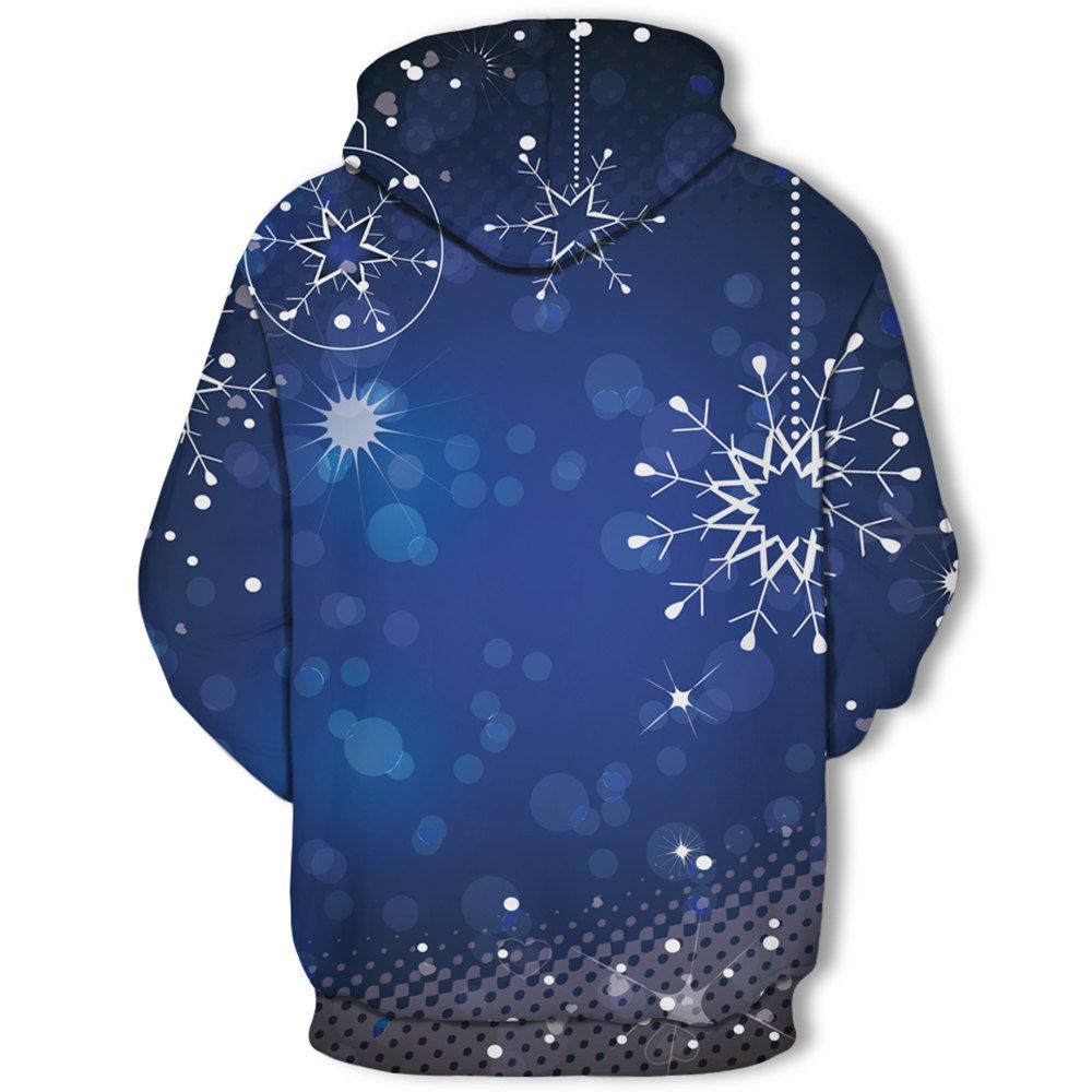 

3D Winter Sports Fashion Christmas Snowflake Print Ladies Hoodie, Multi-c