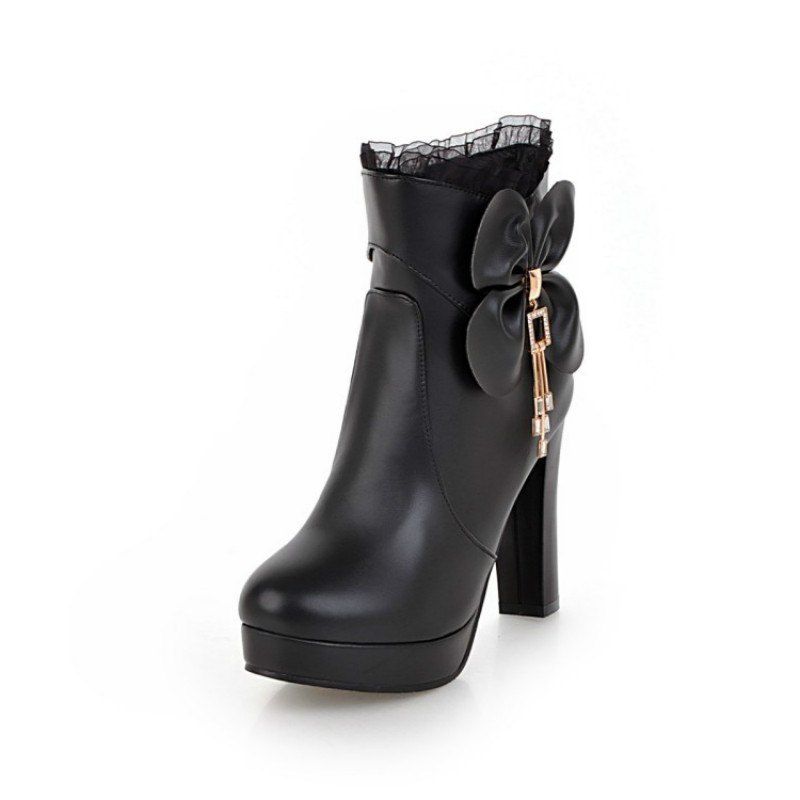 

European and American High Heeled Sweet Lady Boots, Black