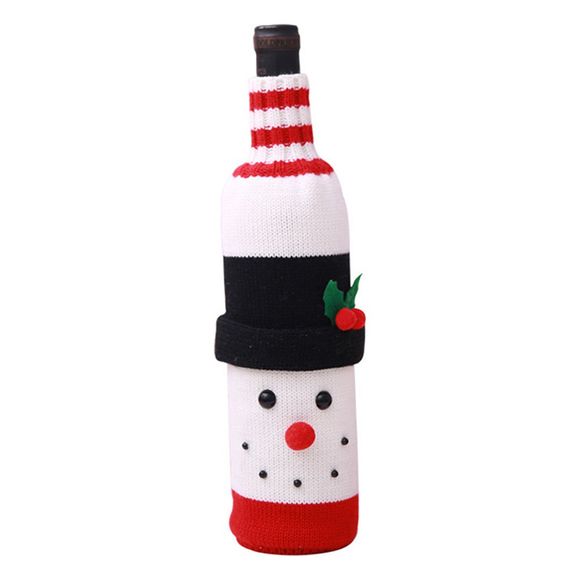 Le vin tricoté par chandail de vin de bouteille de vin de Noël couvre la couverture pour la décoration - Blanc 