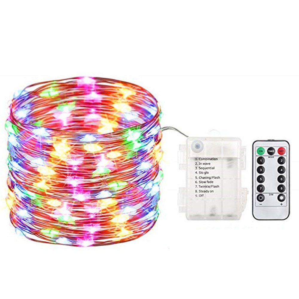 

2Pack Fairy Lights String Battery Waterproof Remote Control 50 LED 16.4 Ft /5M, Multi