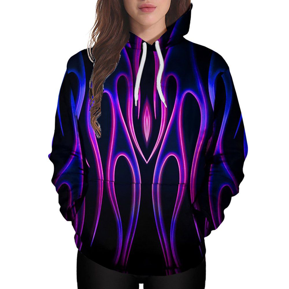 

3D Winter Fashion Glow Stripe Print Ladies Hoodie, Multi