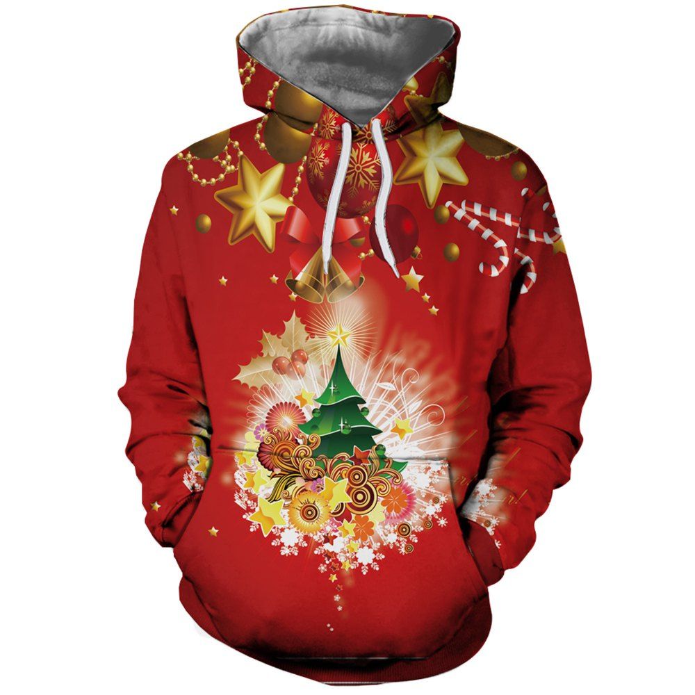 

Fashion Lady Digital Print Christmas Flower Hoodie, Multi