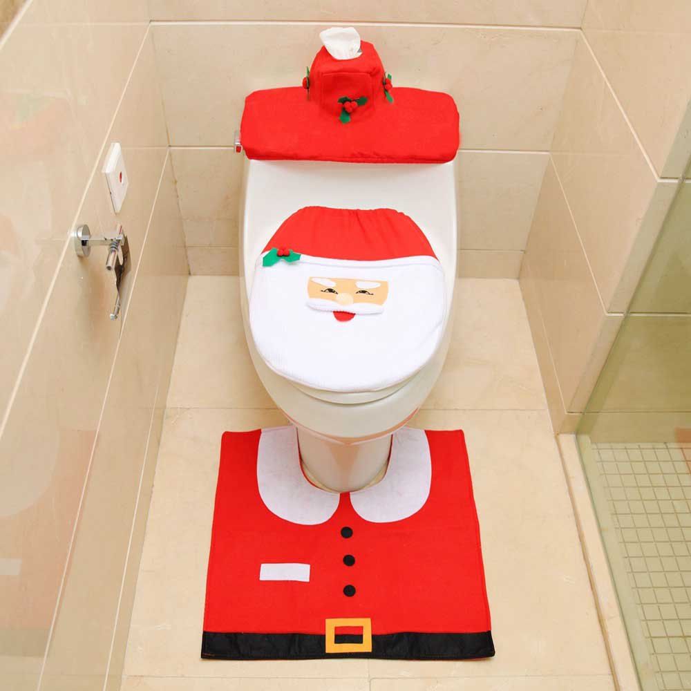 

3 Pieces Creativity Christmas Toilet Dress Up Old Man and Snowman, Multi-a