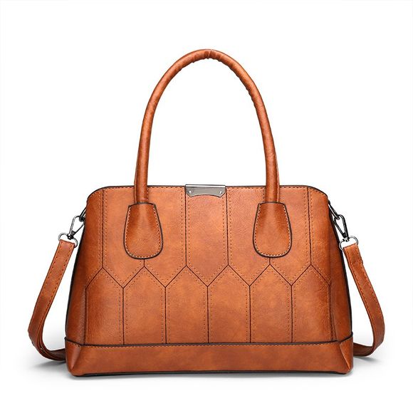 Sacs à main en cuir Big Women Bag Haute Qualité Casual Femme Sacs Trunk Tote Brand - Brun Légère 