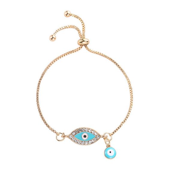 Bracelet Femme Oeil Bleu Personnalisé Design Ethnique Simple Style Accessoire - Bleu Bébé 