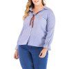 Chemise rayée à lacets pour femmes 2018 New Size Blouse - Bleu Ciel 3XL
