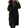 Manteau en laine multicolore à capuche Slim Fashion Classic pour femmes - Vert Armée L