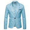 Manteau de costume décontracté coupe ajustée pour hommes Blazer One Button Business Lapel Suit Jacket - Bleu clair S