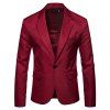 Manteau de costume décontracté coupe ajustée pour hommes Blazer One Button Business Lapel Suit Jacket - Rouge 2XL