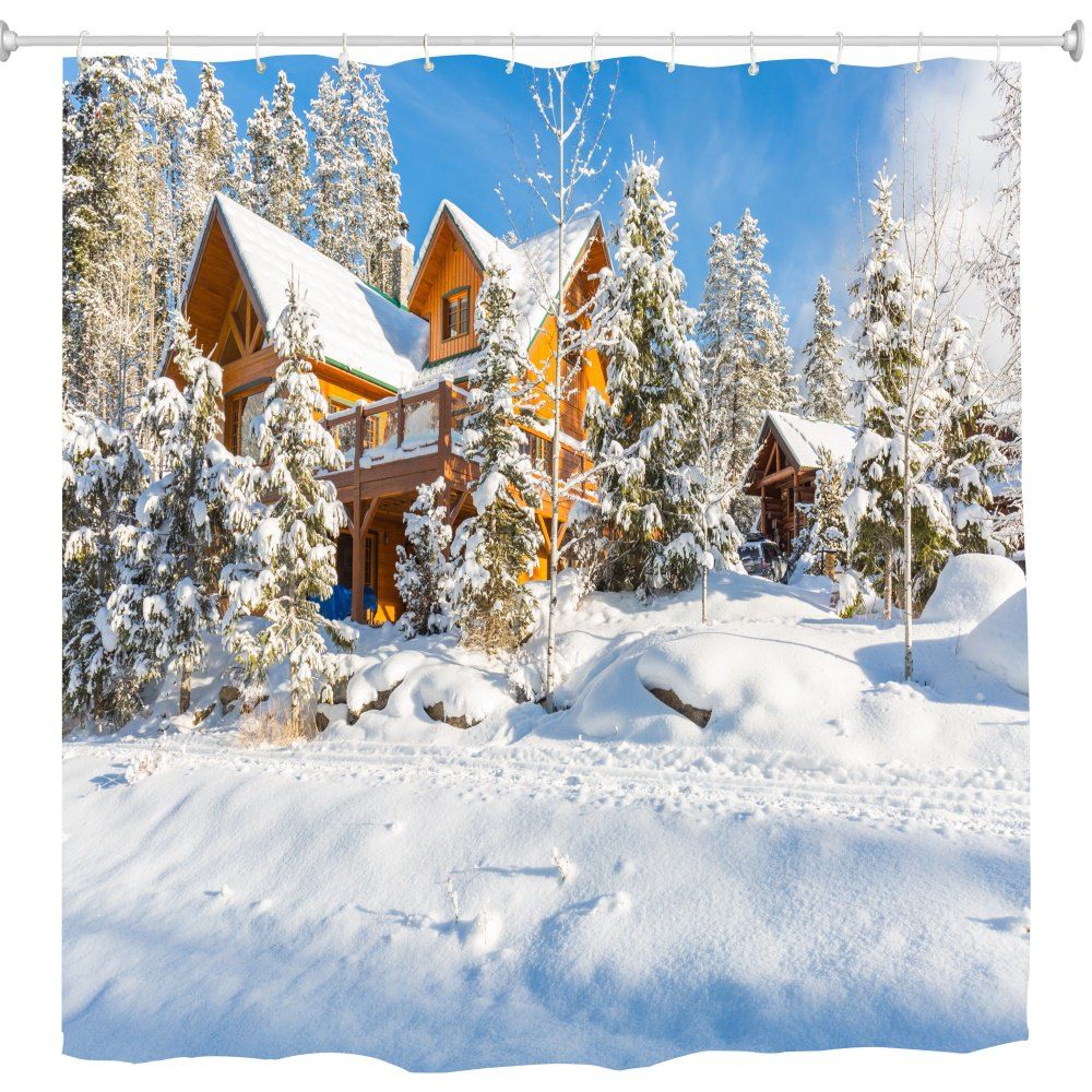 

Christmas Tree and House 3D Digital Printing Fabric Waterproof and Mildewproof, Multi