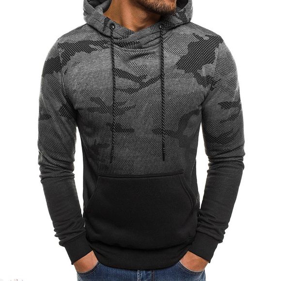 Camouflage et dégradé de la mode homme avec capuche sweat-shirt décontracté - Cendre gris 2XL