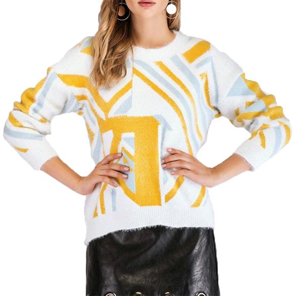 Pull Femme Col Rond À ​​Manches Longues - Jaune ONE SIZE