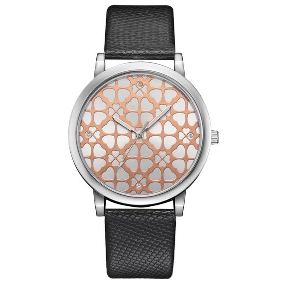 XR2984 Montre étudiante Trèfle à quatre feuilles Montre dorée Boîte de montre d'affaires de mode Pop - Noir 