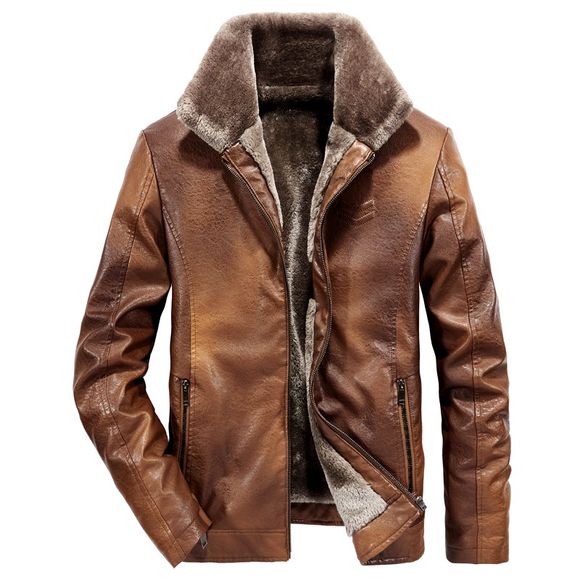 Veste en cuir pour hommes d'hiver de moto - Verge d'Or XL