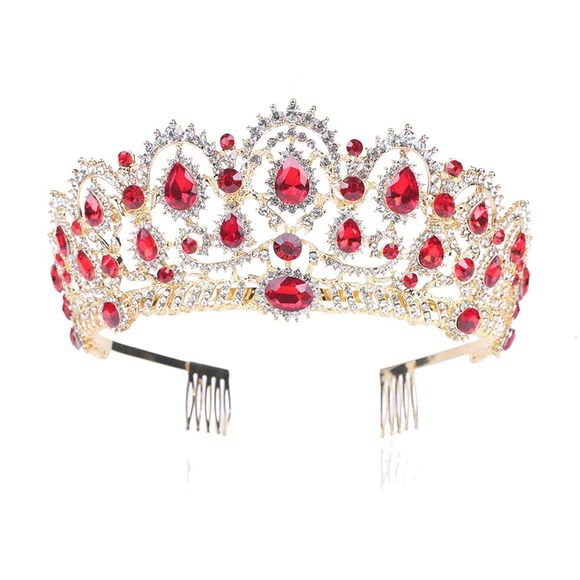 Cristal Big Crown Headwear Accessoires De Cheveux De Mariage De Mariée - Rouge 