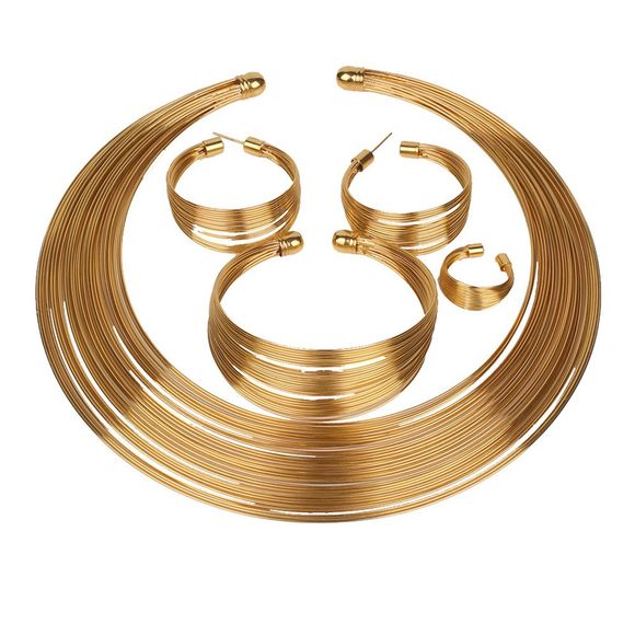 Couleur or mariée couche perle anneau costume collier bracelet boucles d'oreilles bagues ensemble - Orange d'Or 
