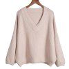 Pull Femme Col V À Manches Longues - Abricot ONE SIZE