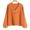 Pull Femme Col V À Manches Longues - Orange ONE SIZE