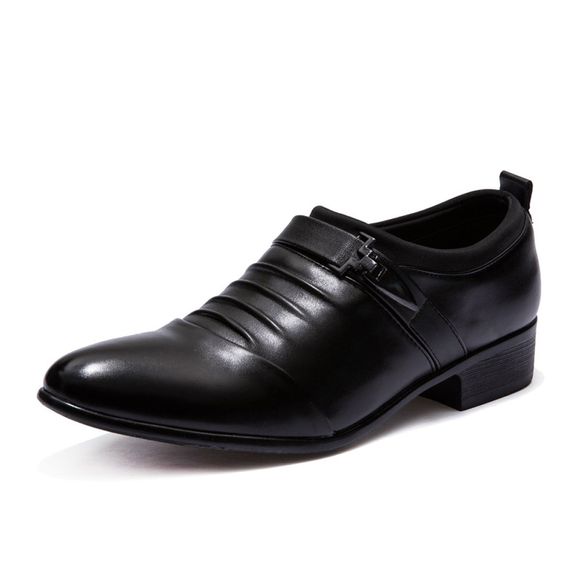 Chaussures à la mode en cuir solides et décontractées pour hommes - Noir EU 42