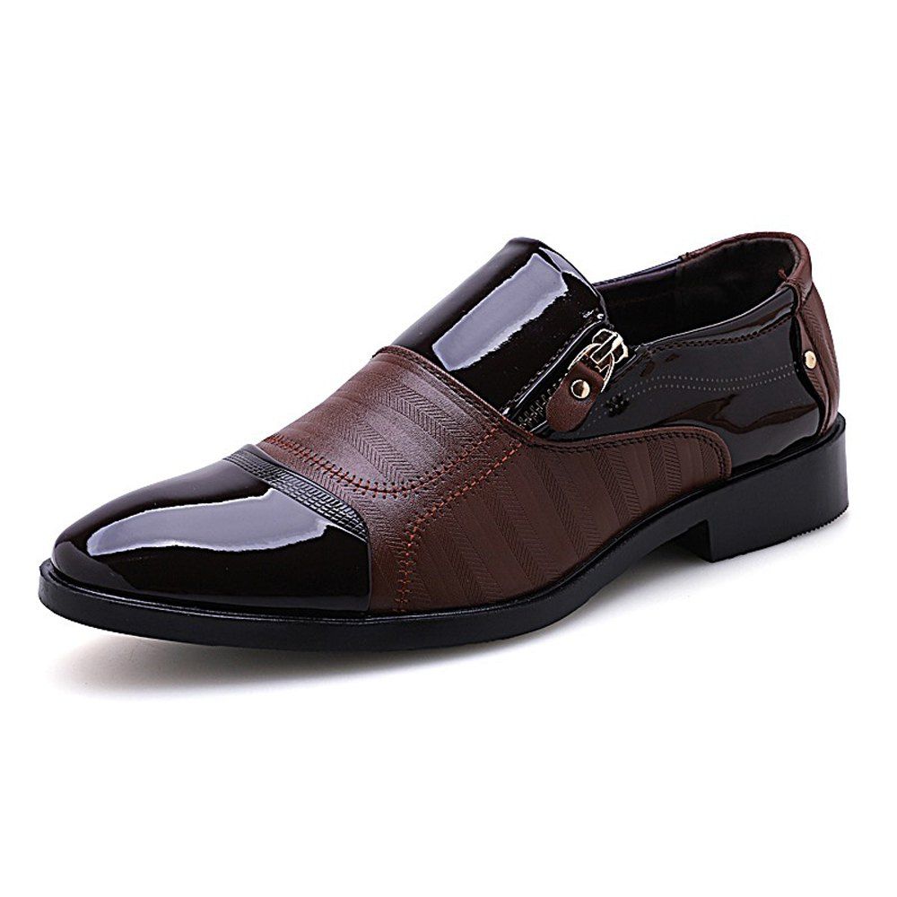 [41% OFF] 2020 Men Low Cut Zipper Slip On Leather Shoes In BROWN ...