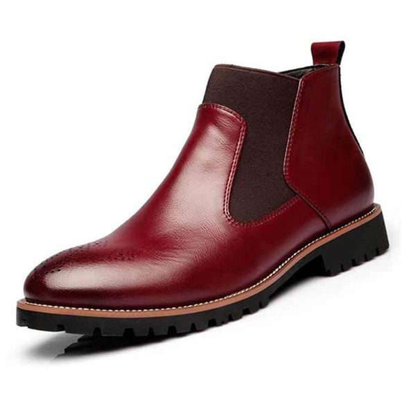 Chaussures d'Hiver en Coton Montantes Chaudes Décontractées pour Homme d'Âge Moyen - Rouge Vineux EU 40