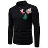 Christmas Embroidery Fashion Long Sleeve Men  Shirt - Noir L