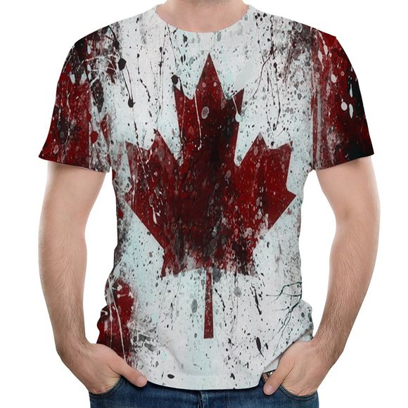 3D Summer Fashion Maple Leaf Print Mens Short Sleeve T-shirt - multicolor 4XL