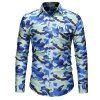 Chemises à manches longues à manches longues pour hommes avec camouflage - Bleu XL