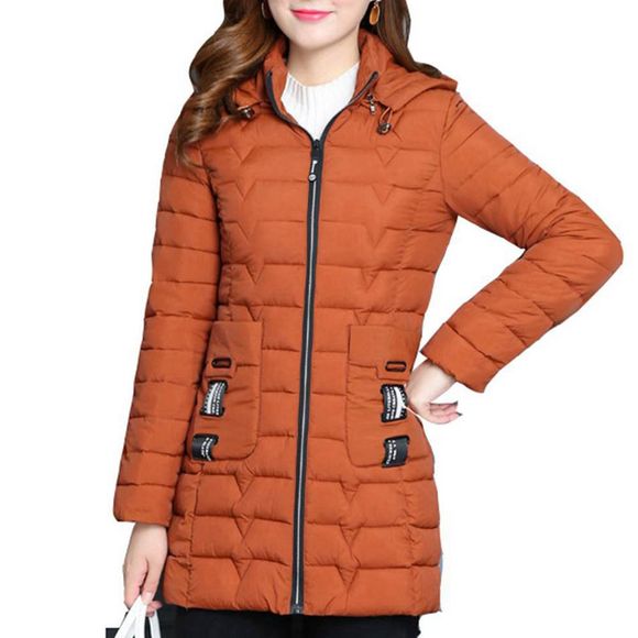 Manteau grande taille femme chaud épaissir chaud moyen-long - Caramel 4XL