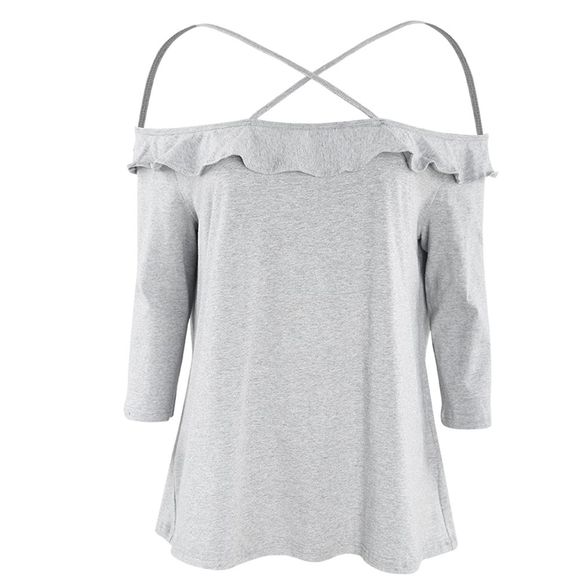 KISSMILK T-shirt simple à grande taille pour femme Gris - Gris Clair 4XL
