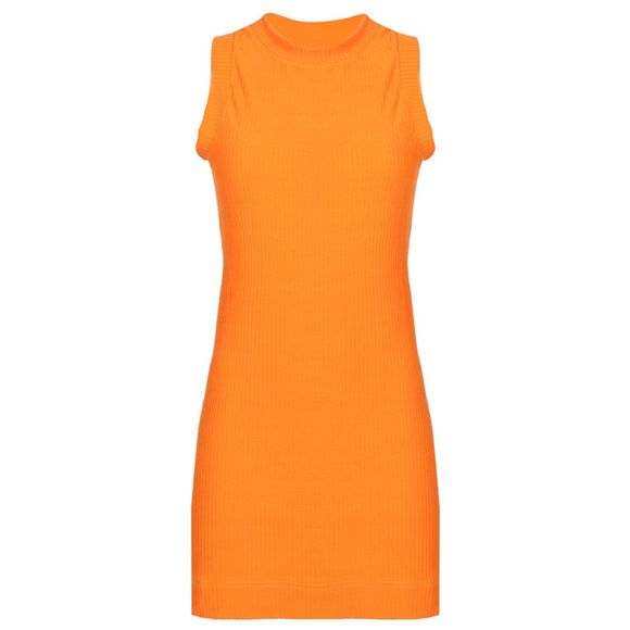 HAODUOYI Robe en maille sexy style gilet pour femme - Orange Mangue M