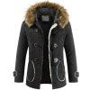 2018 Mode nouveau manteau de coton épais de grande corne col de fourrure occasionnel - Noir XL