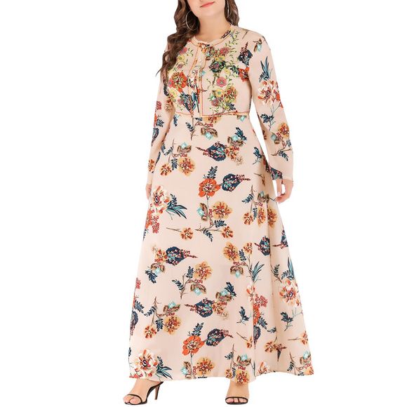 Robe longue imprimée de fleurs de grande taille pour femmes - multicolor 2XL