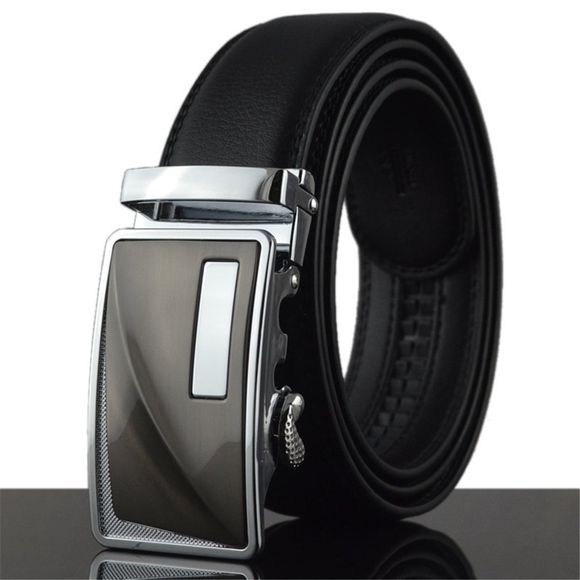 Les hommes portent une ceinture automatique en cuir avec boucle de ceinture automatique - Noir 
