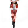 Christmas Costume Decoration Clothes Women Stripe Print Leggings - Rouge XL