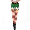 Christmas Costume Stripe Pattern Decoration Women Sport Leggings - Vert Oignon L