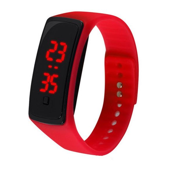 Montres de bracelet de Digital d'écran tactile de sports de silicone de mode LED - Rouge 